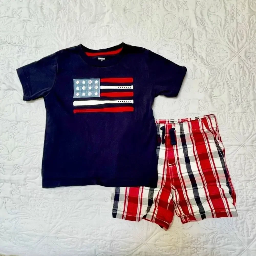 Gymboree Embroidered Baseball Flag Outfit Size 4T